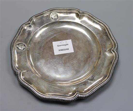 A white metal dinner plate, once belong to Emperor Haile Selassie, 13 oz.